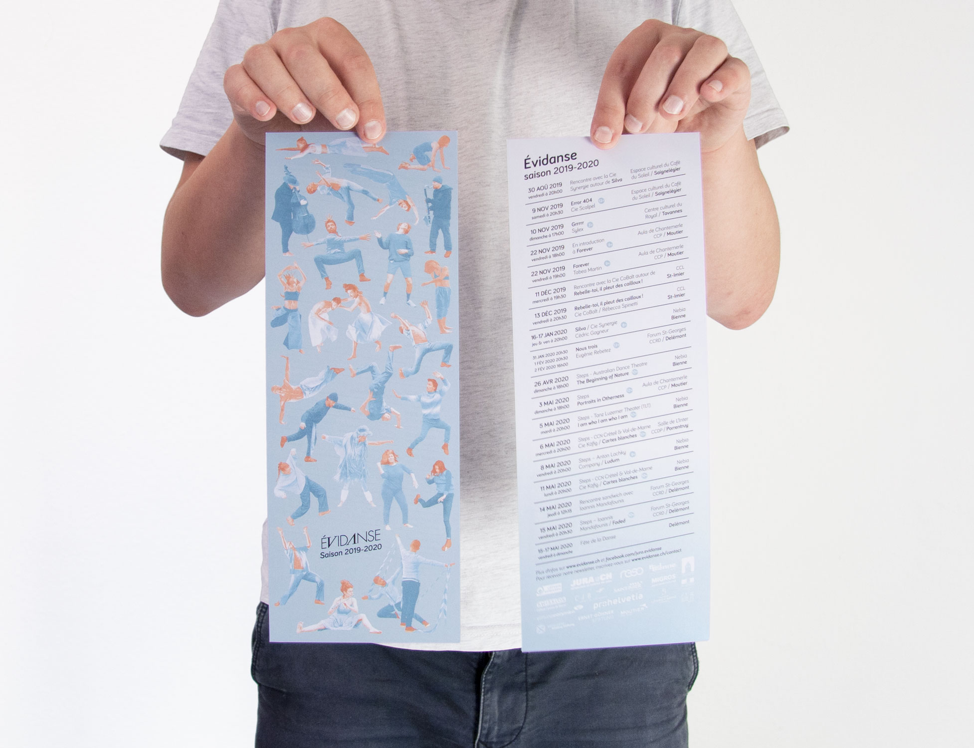 evidanse 2019-2020 affiche générale - édition evidanse.ch - crédits photo Error 404 DR - Grrrrr Eric Daguin - Forever Nelly Rodriguez - Rebelle-toi, il pleut des cailloux ! Sergio Garibay - Silva Yuri Pires Tavares - Nous trois Nelly Rodriguez - Fête de la Danse Angélique Pichon - Cie Käfig Benoîte Fanton - Portraits in Otherness - Dickson Mbi - Maya Jilan Dong - Wannes Cre - Ioannis Mandafounis Elina Giounanli - impression roossa roossa.ch - graphisme arnaud chappuis