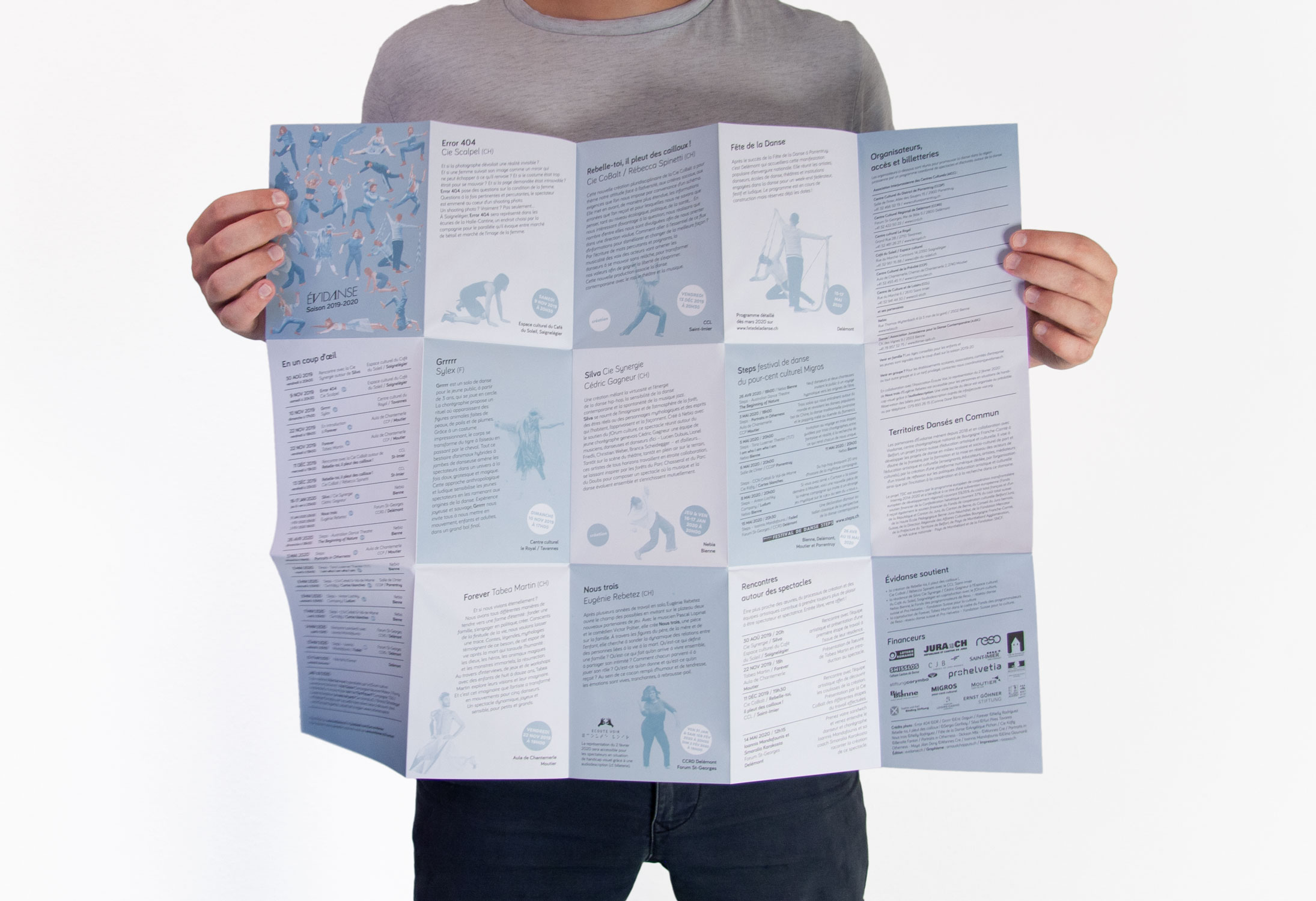 evidanse 2018-2019 dépliant plié - édition evidanse.ch - crédits photo Error 404 DR - Grrrrr Eric Daguin - Forever Nelly Rodriguez - Rebelle-toi, il pleut des cailloux ! Sergio Garibay - Silva Yuri Pires Tavares - Nous trois Nelly Rodriguez - Fête de la Danse Angélique Pichon - Cie Käfig Benoîte Fanton - Portraits in Otherness - Dickson Mbi - Maya Jilan Dong - Wannes Cre - Ioannis Mandafounis Elina Giounanli - impression roossa roossa.ch - graphisme arnaud chappuis