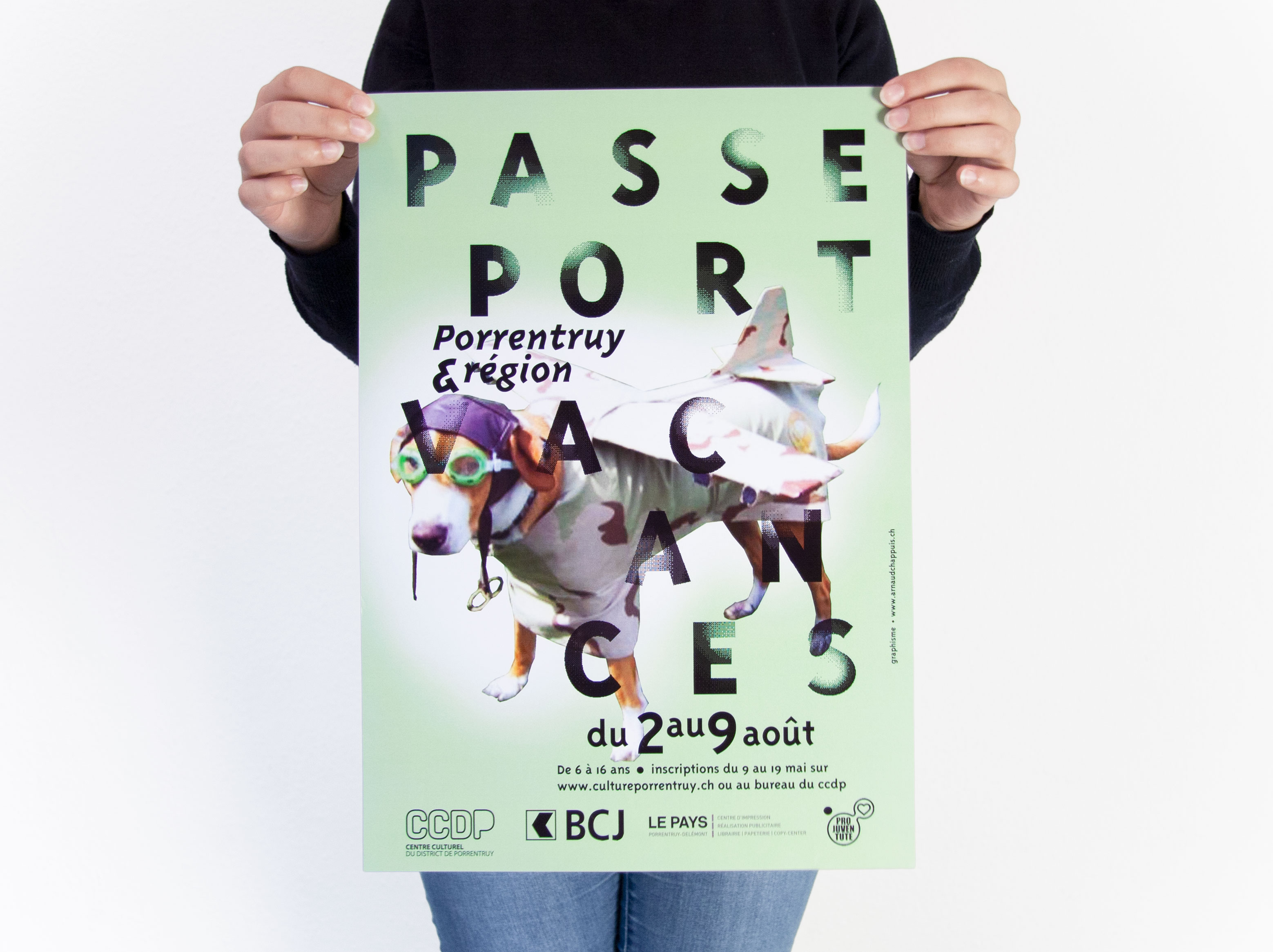 passeport-vacances Porrentruy - chiens aviateurs - centre culturel du district de Porrentruy - ccdp - graphisme arnaud chappuis